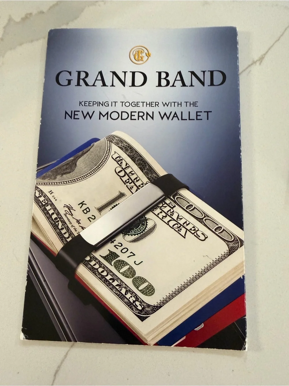 Grand Band Sterling Silver 925 Money Clip Wallet with Black strap